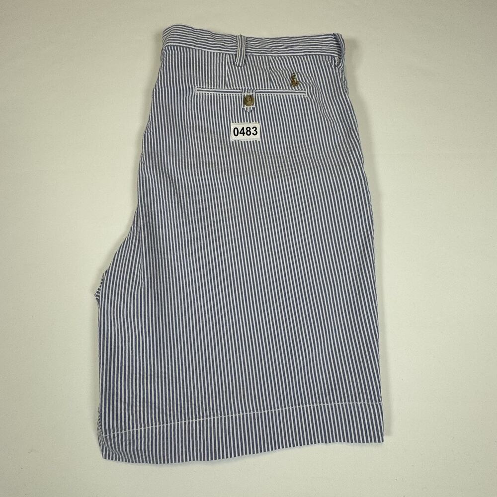 Polo Ralph Lauren Mens Blue White Seersucker Striped Preppy Stretch Shorts Sz 40 - Picture 6 of 15